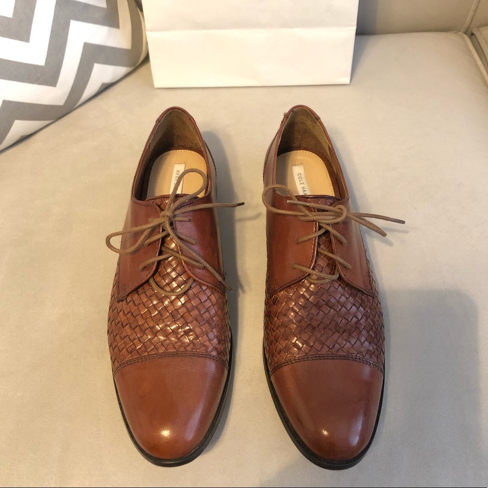 Cole Haan lace up woven Jagger oxfords
